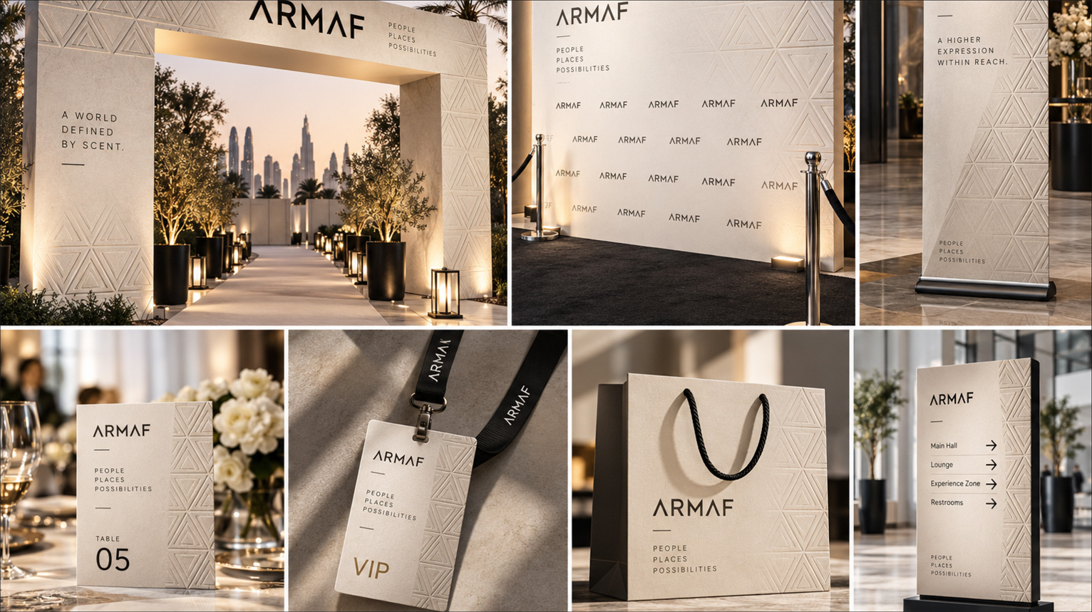 ARMAF brand applications across exhibitions, packaging and shopping bags