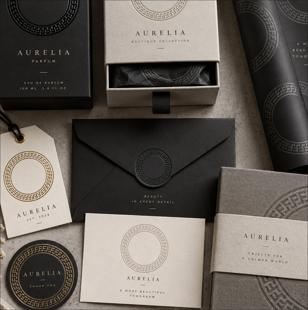 ARMAF stationery, seals and fragrance packaging