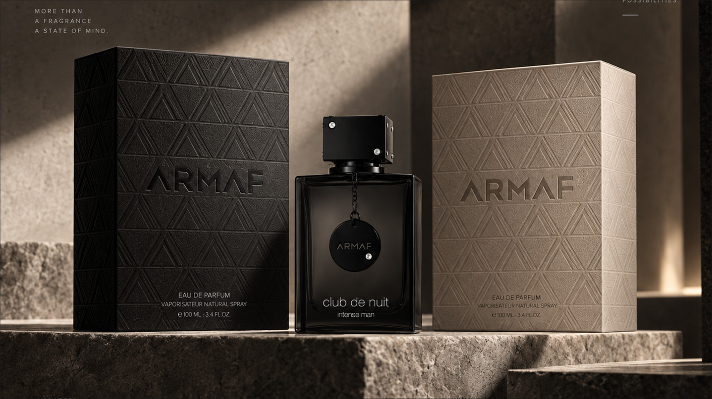 Club de Nuit fragrance and embossed ARMAF packaging
