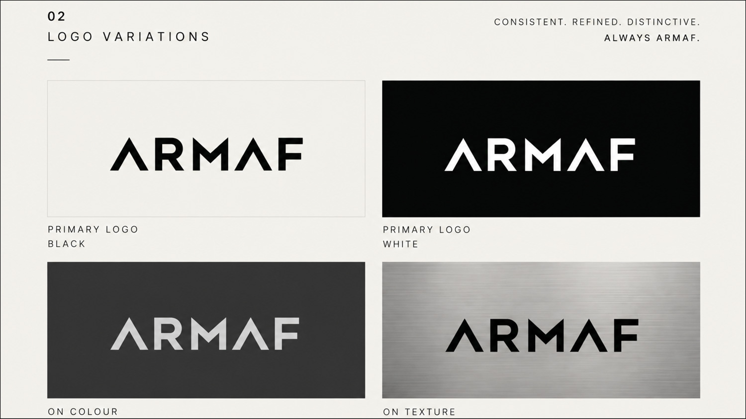 ARMAF approved black and white logo variations