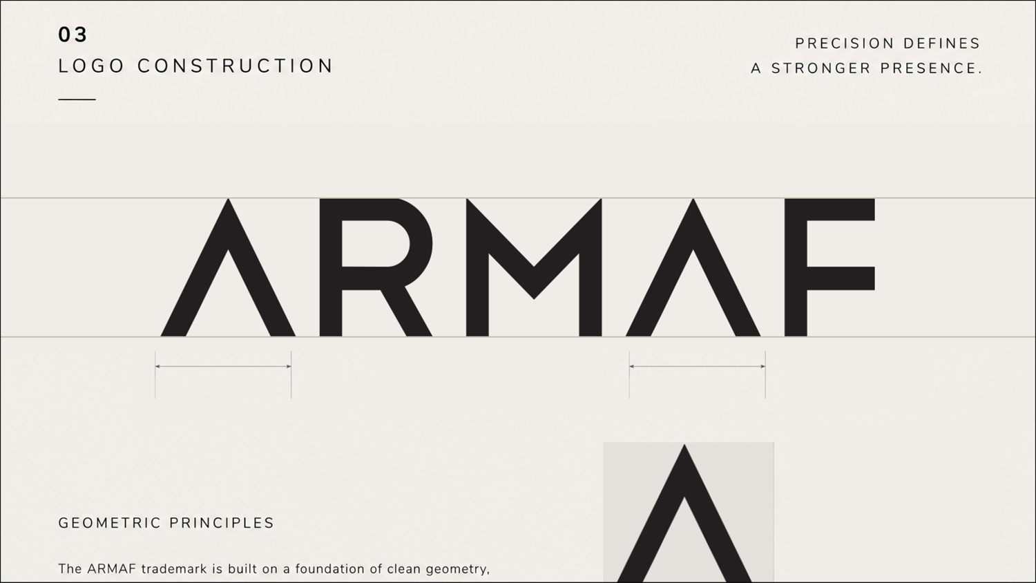 ARMAF logo construction and geometry