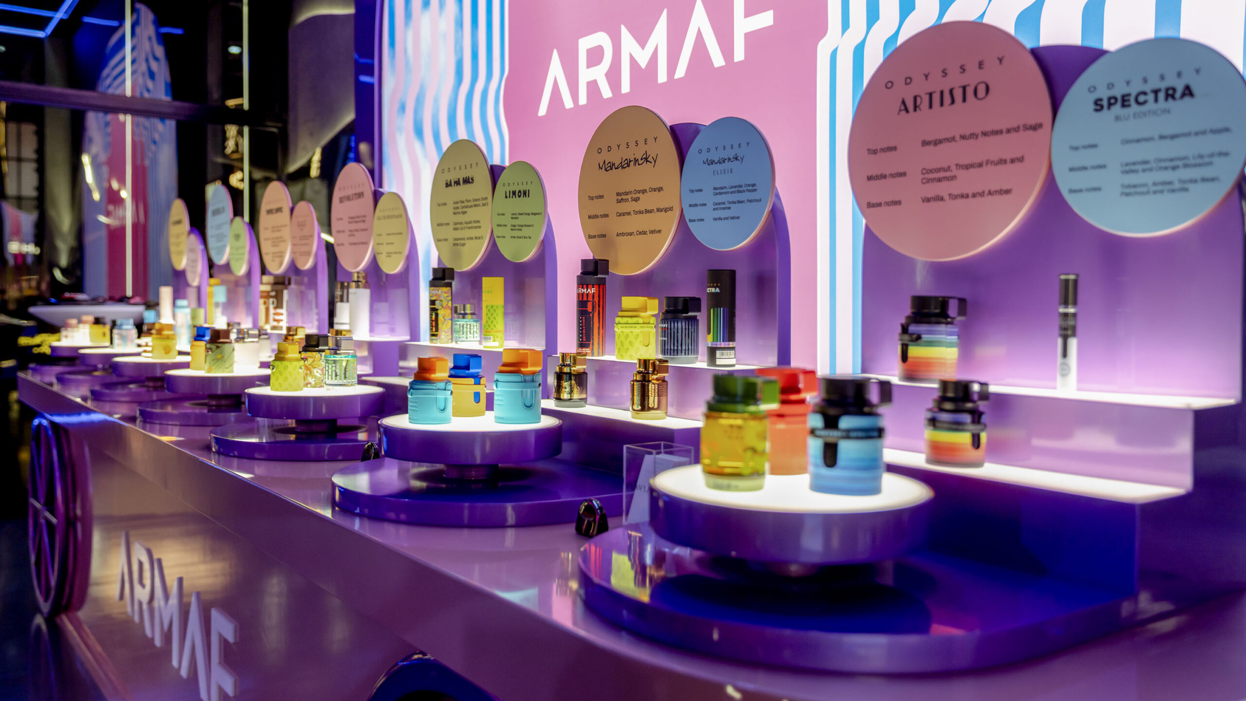 ARMAF Odyssey fragrance collection on display