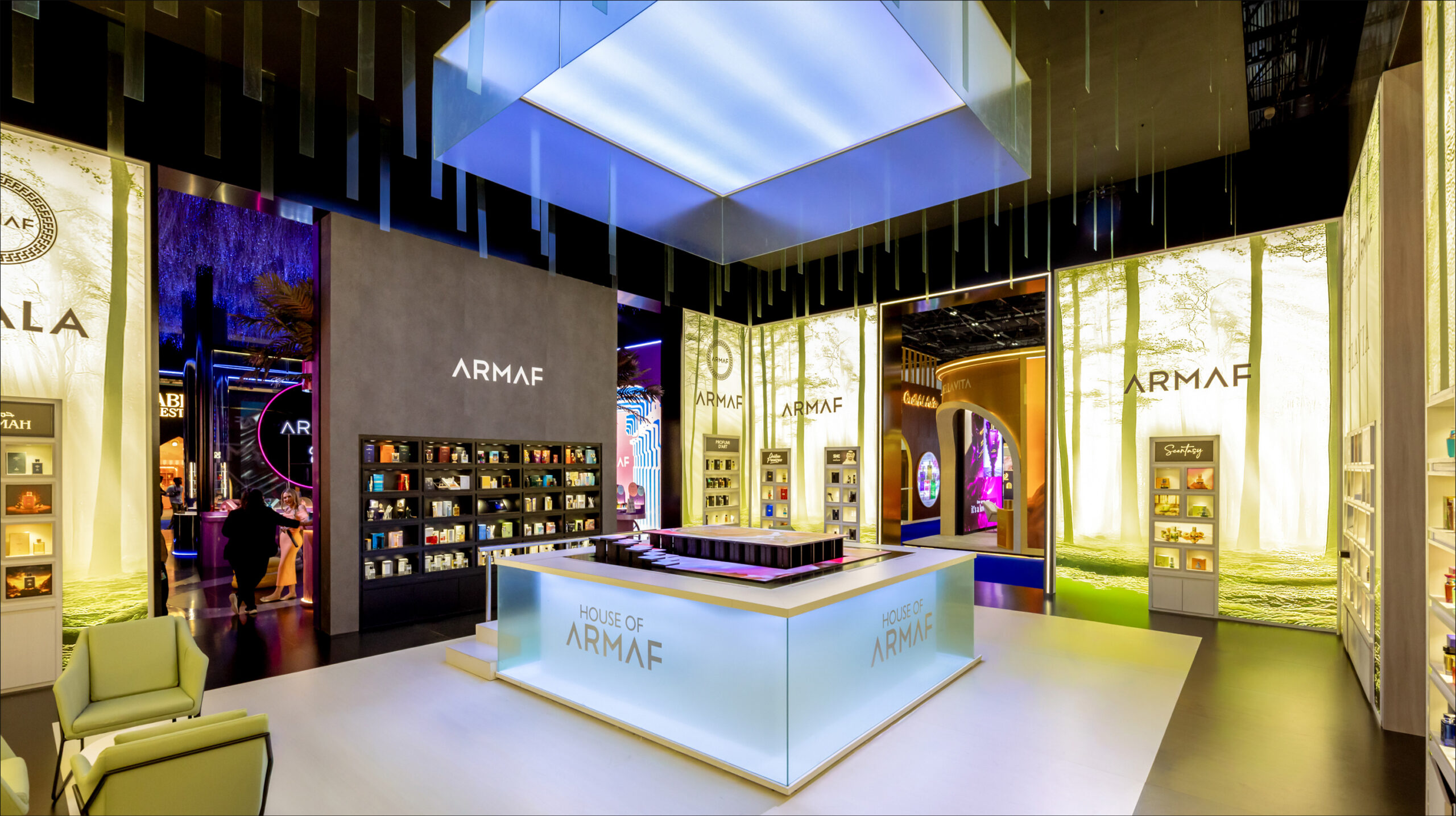 House of ARMAF reception and illuminated product walls