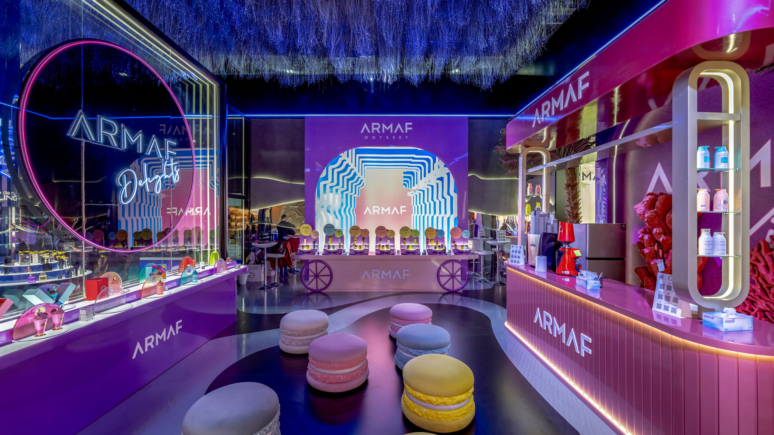 ARMAF colourful lounge and product displays