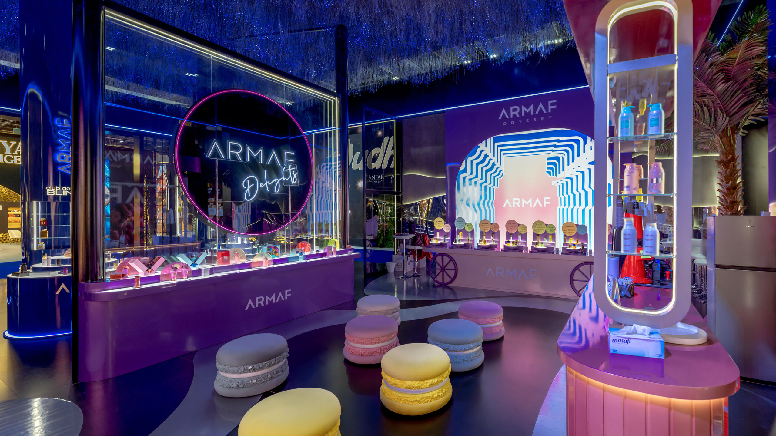 ARMAF fragrance lounge and illuminated arches
